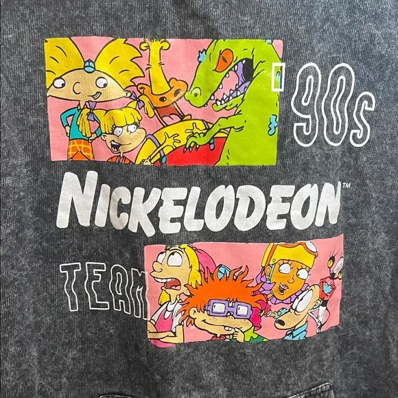Nickelodeon 90s Cartoon Hoodie Acid Wash black/ gray | Medium - Picture 4 of 11
